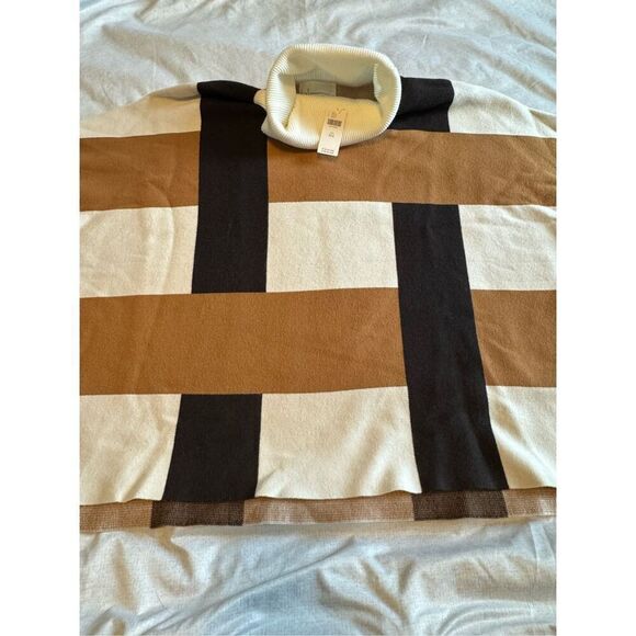 Anthropologie one size color block turtleneck sweater poncho - NWT - Picture 3 of 10